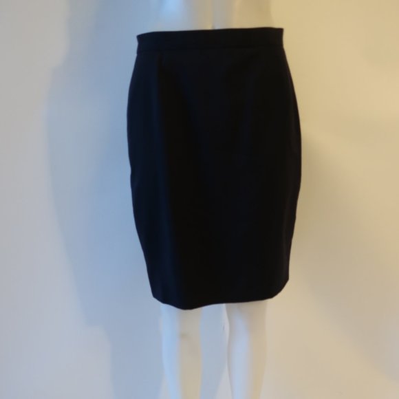 Womens Escada Dark Navy Blue Wool Straight Skirt 38 US/S * - Picture 1 of 6